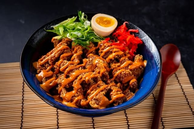 Chicken karaage donburi catering.